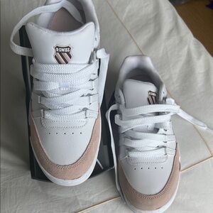 K-Swiss White and Blush Sneakers Size 7